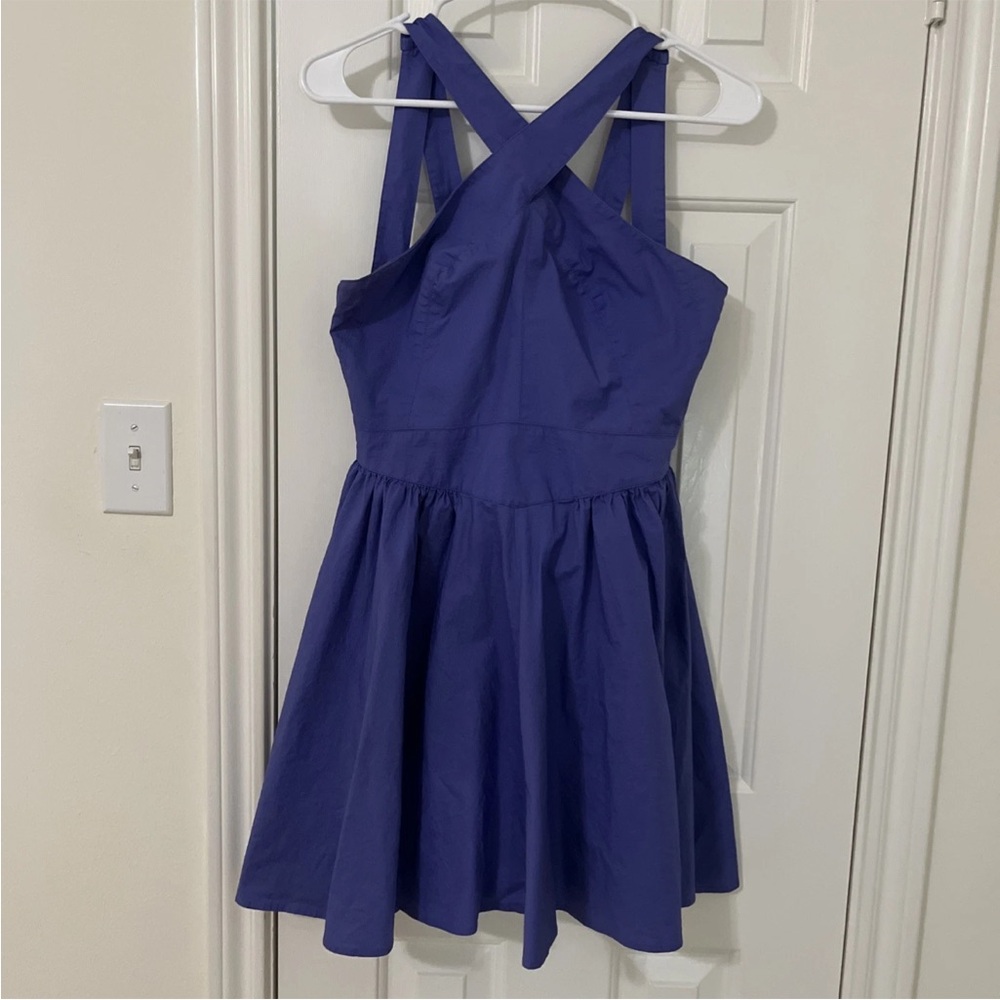 Moda International Purple Criss Cross strap Skaters Flair Mini Dress Size 6